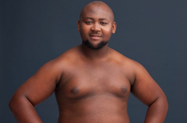 overweight black man shirtless
